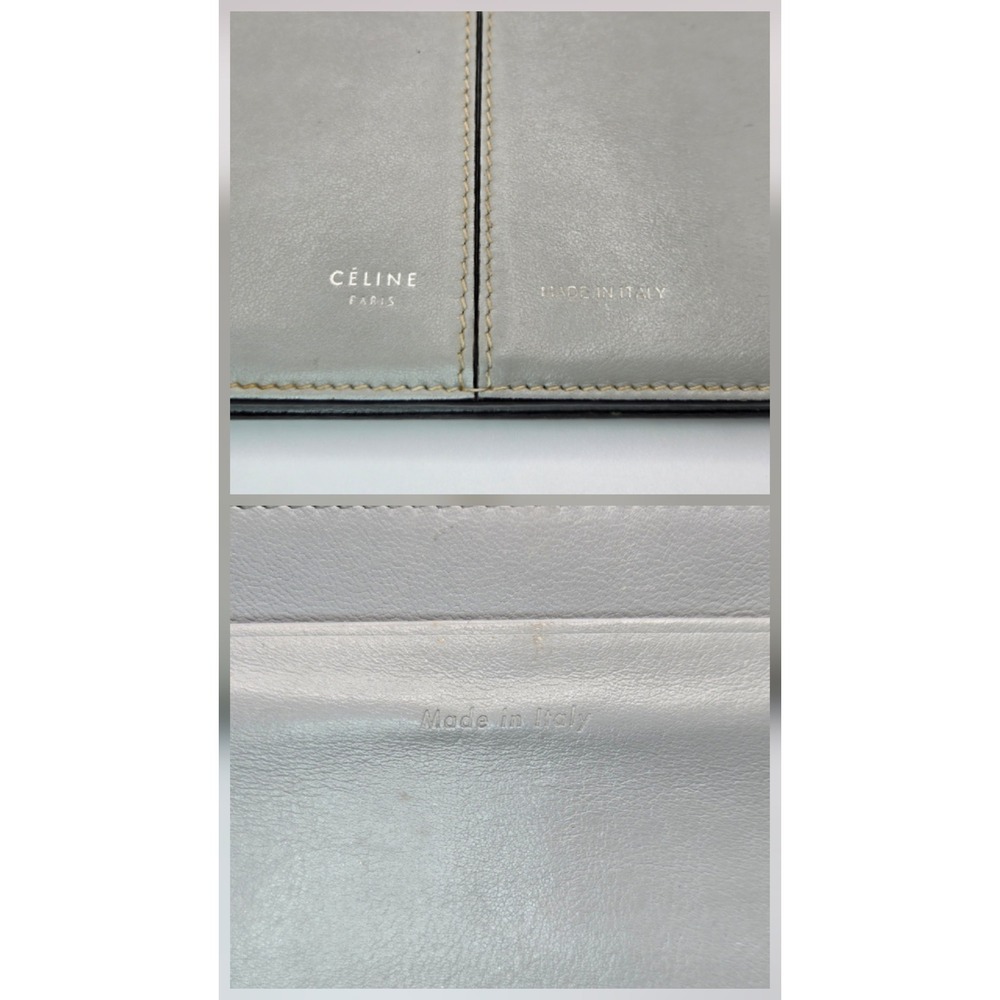 Celine Paris Grey Leather Bifold Long Wallet Made in Italy Suede Lining - Picture 11 of 12
